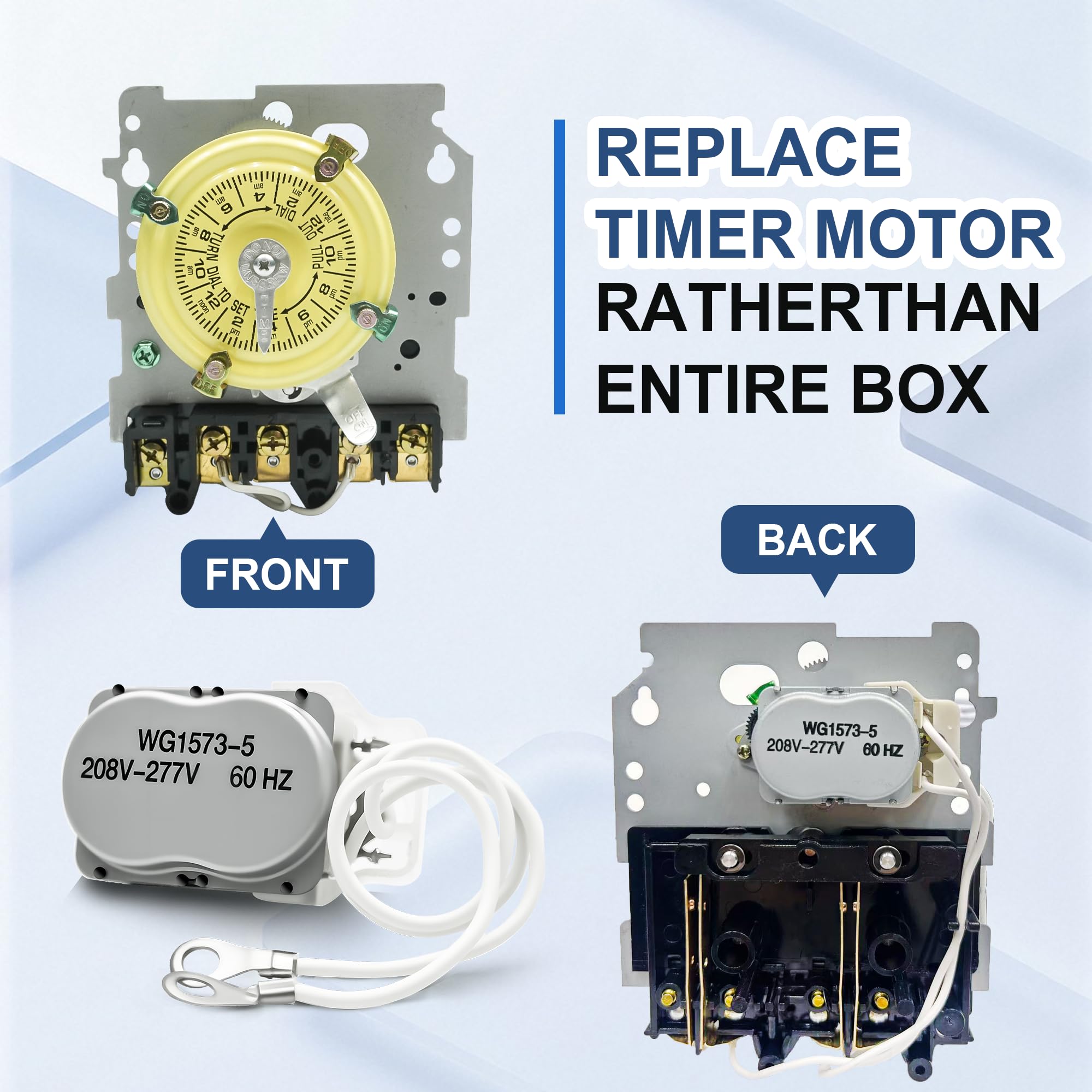 Pschimit.W WG1573-5 pool timer motor with leads connected enables straightforward timer upgrade