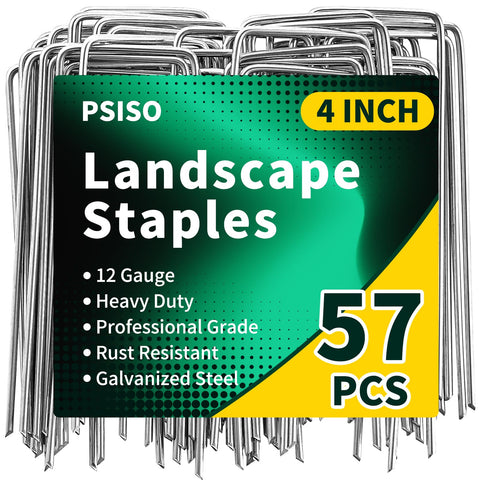 PSISO 57-pack 4-inch stake securing garden bed with strong, durable grip