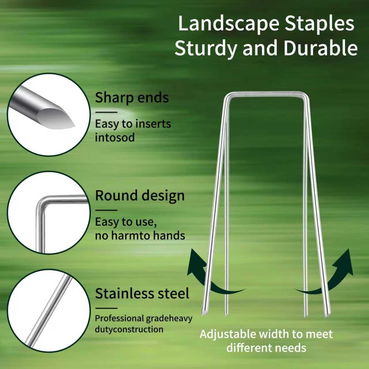 PSISO galvanized U-shaped stake adjustable grip for weed barrier