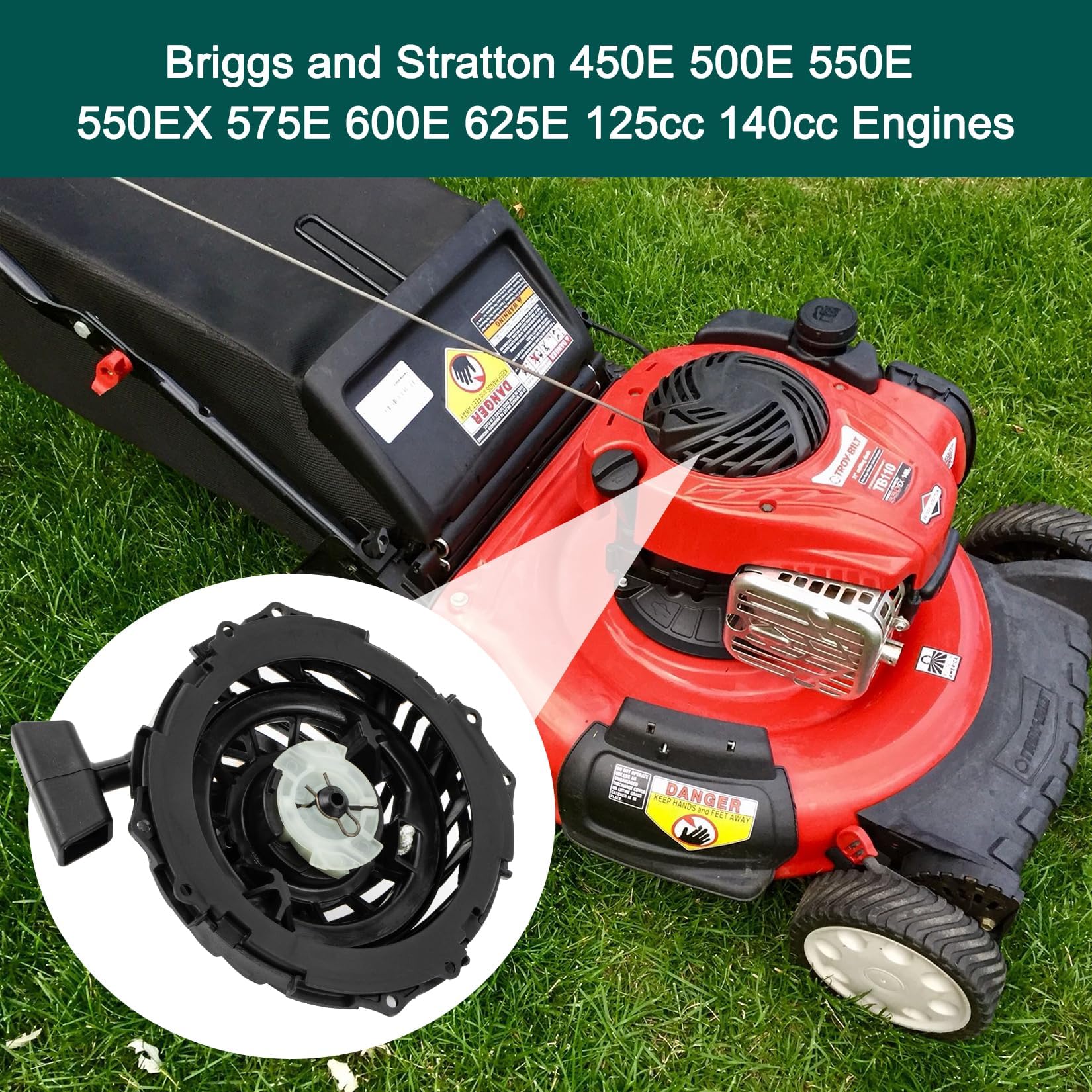 PSLER recoil starter replacement for Briggs & Stratton 550EX/500E, reliable starts and easy mounting