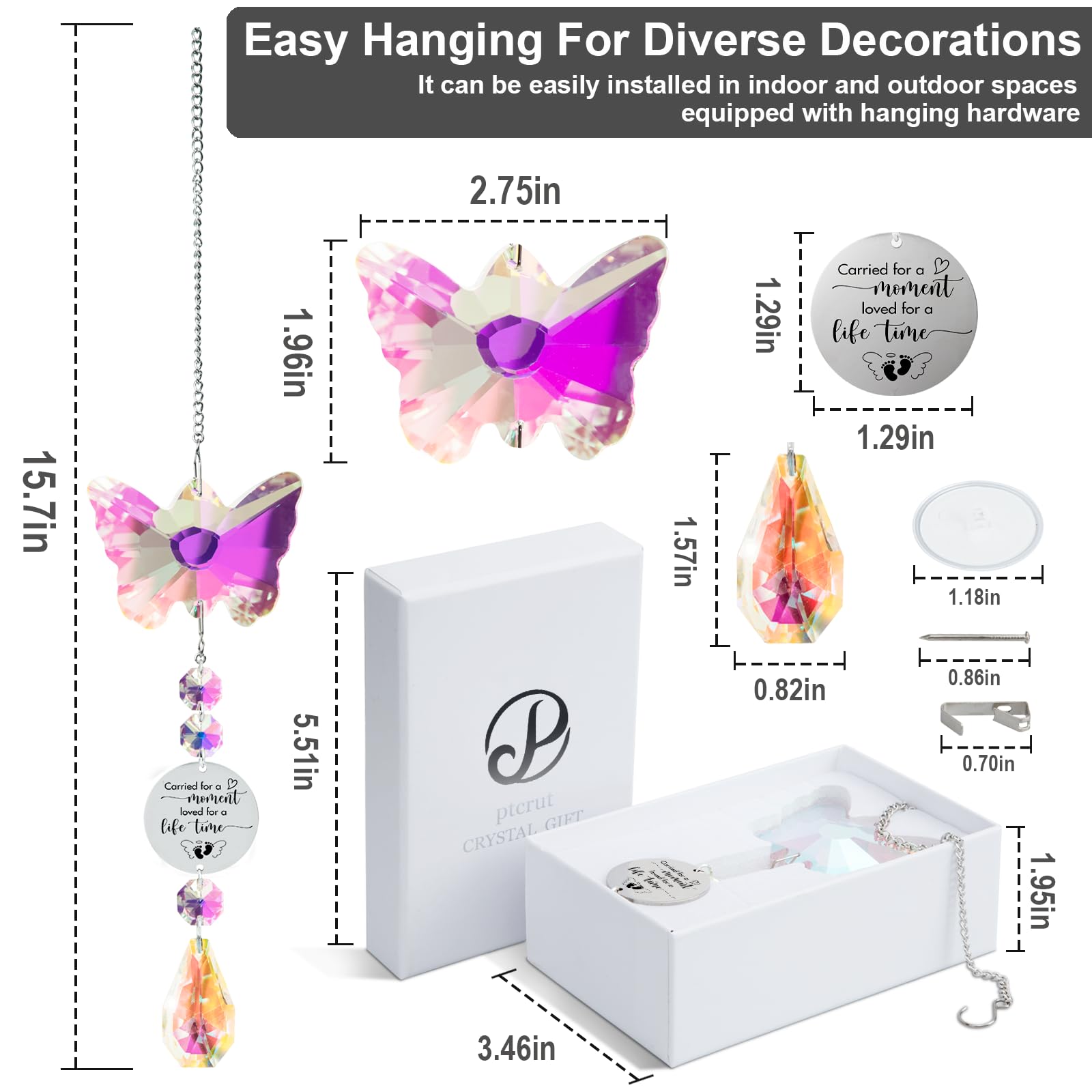 ptcrut butterfly suncatcher creates gentle rainbow light in bright spaces