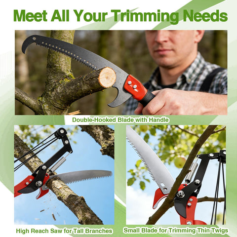 Pterying pole saw hook knives help remove twigs quickly