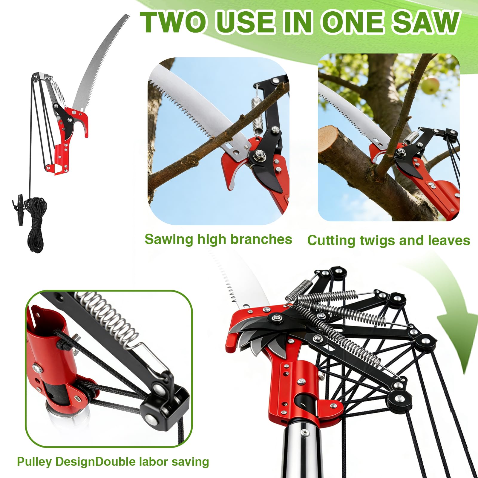 Replacement blade included for cutting thick branches with ease