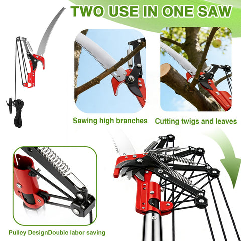 Replacement blade included for cutting thick branches with ease