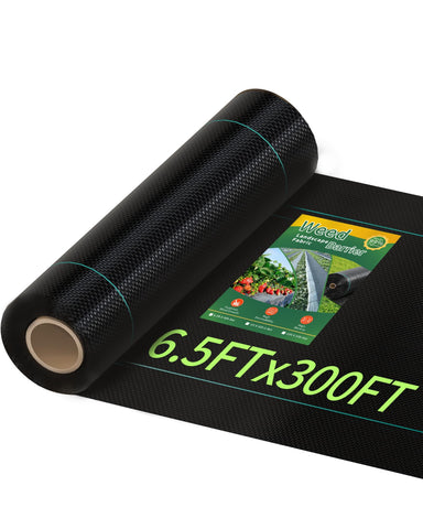 Pterying weed barrier fabric rolled for large garden weed suppression.