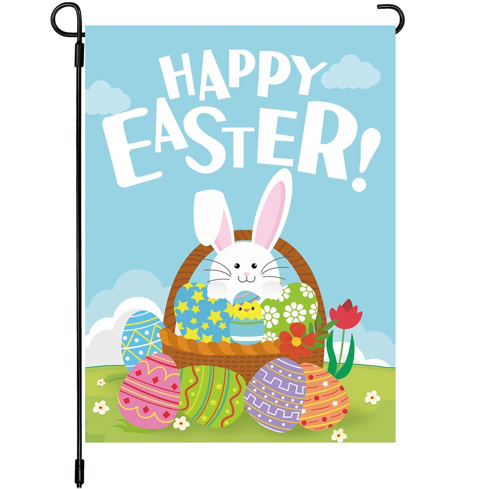 PTFNY Easter garden flag featuring a bunny rabbit, brightening porches and lawns.