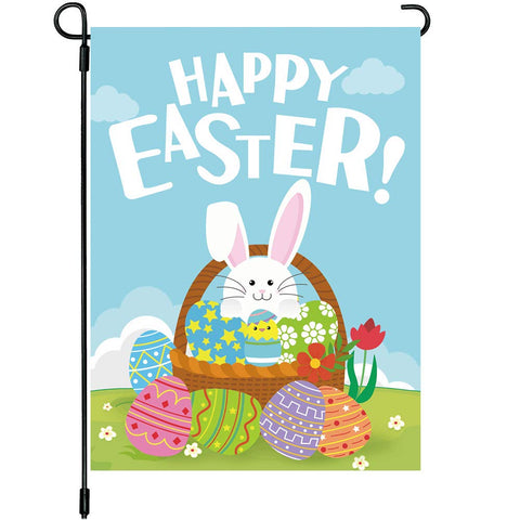 PTFNY Easter garden flag featuring a bunny rabbit, brightening porches and lawns.