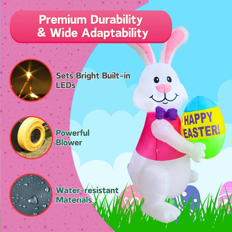 PTS weather-resistant Easter bunny inflatable withstands wind and rain.
