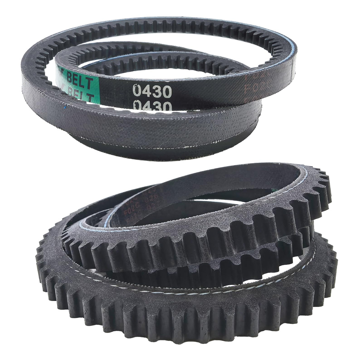PuBaDuoParts 2-pack auger drive belts in package, ready for replacement.