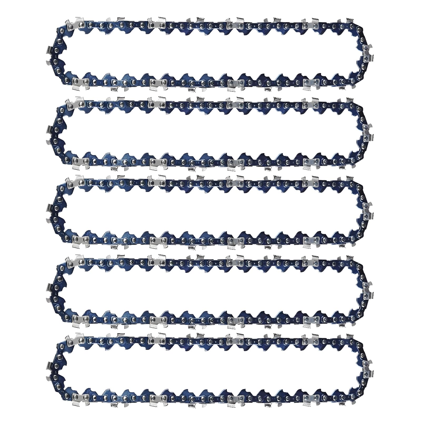 PuBaDuoParts 5-pack 10-inch chainsaw chain ready for durable, fast wood cutting