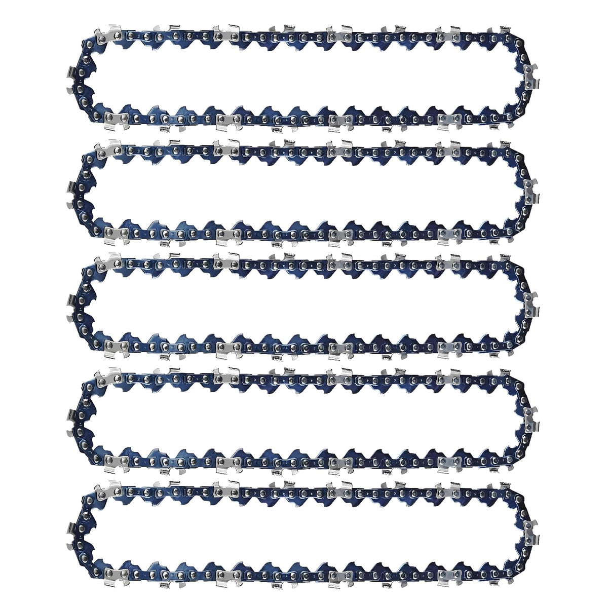 PuBaDuoParts 5-pack 10-inch chainsaw chain ready for durable, fast wood cutting