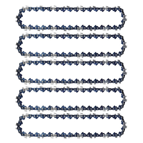 PuBaDuoParts 5-pack 10-inch chainsaw chain ready for durable, fast wood cutting