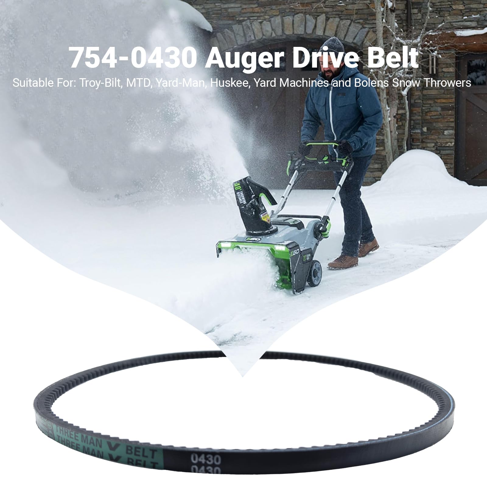 PuBaDuoParts snow blower belts in pack, ready for installation.