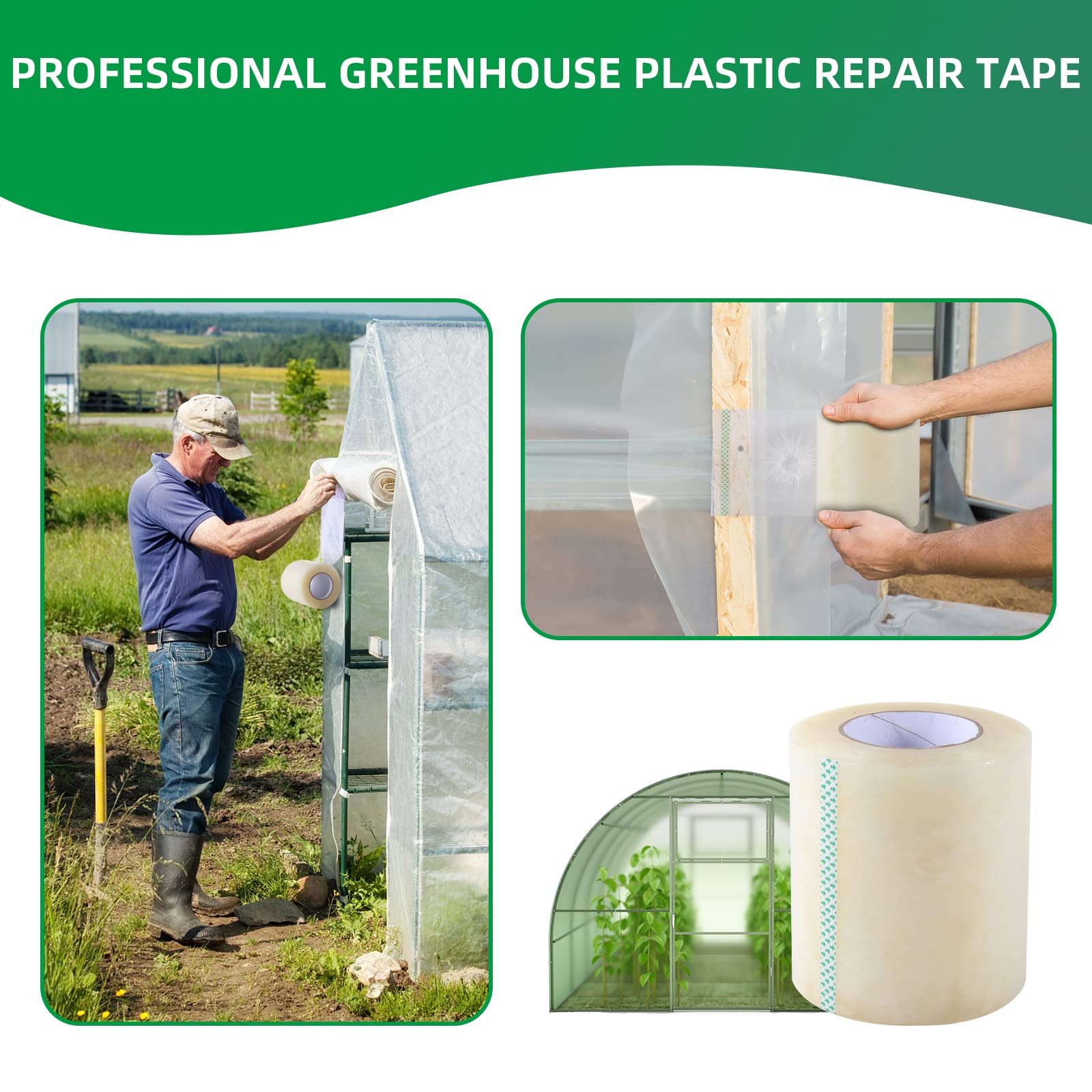Pueatte clear greenhouse tape provides UV-resistant sealing for film