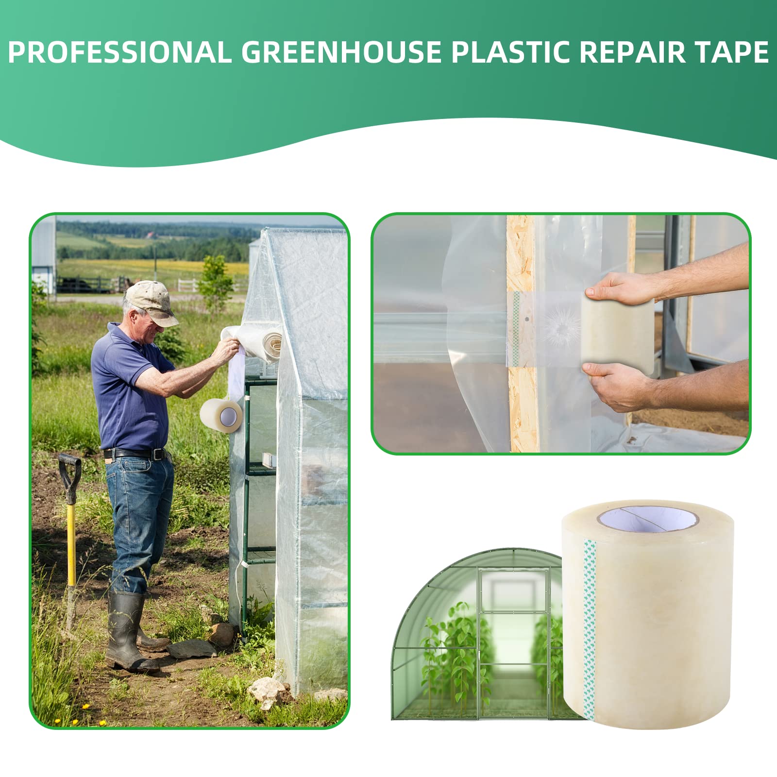 Close-up of Pueatte clear UV-resistant tape showing clarity and adhesion.