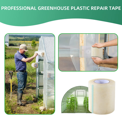 Close-up of Pueatte clear UV-resistant tape showing clarity and adhesion.