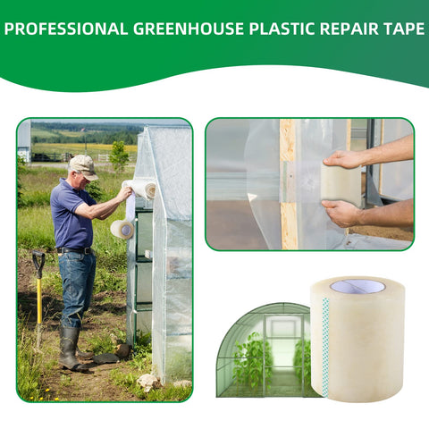 Pueatte greenhouse tape showing tear-resistance for durable repairs.