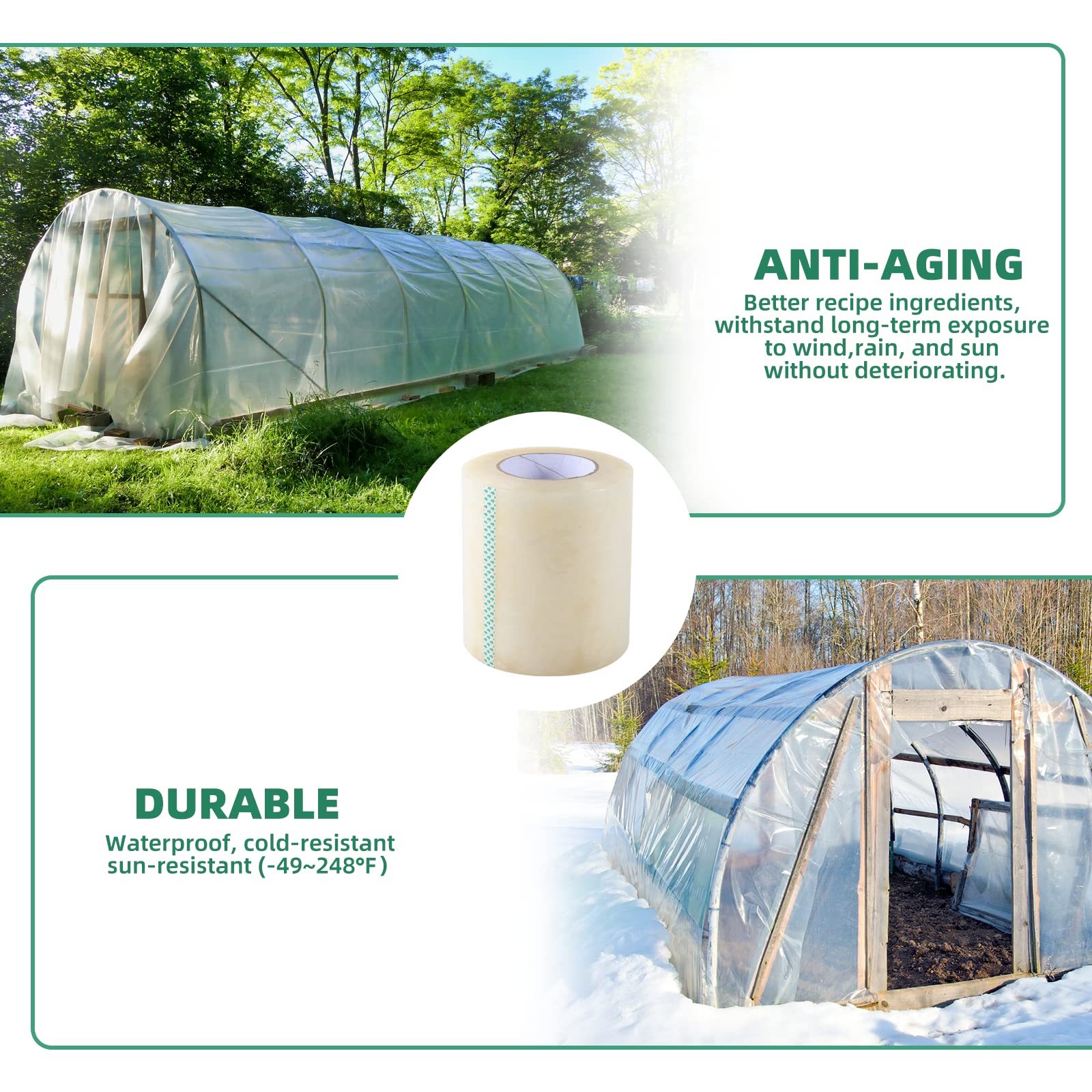 Pueatte tape sealing a tarp or plastic bag for weatherproof protection.