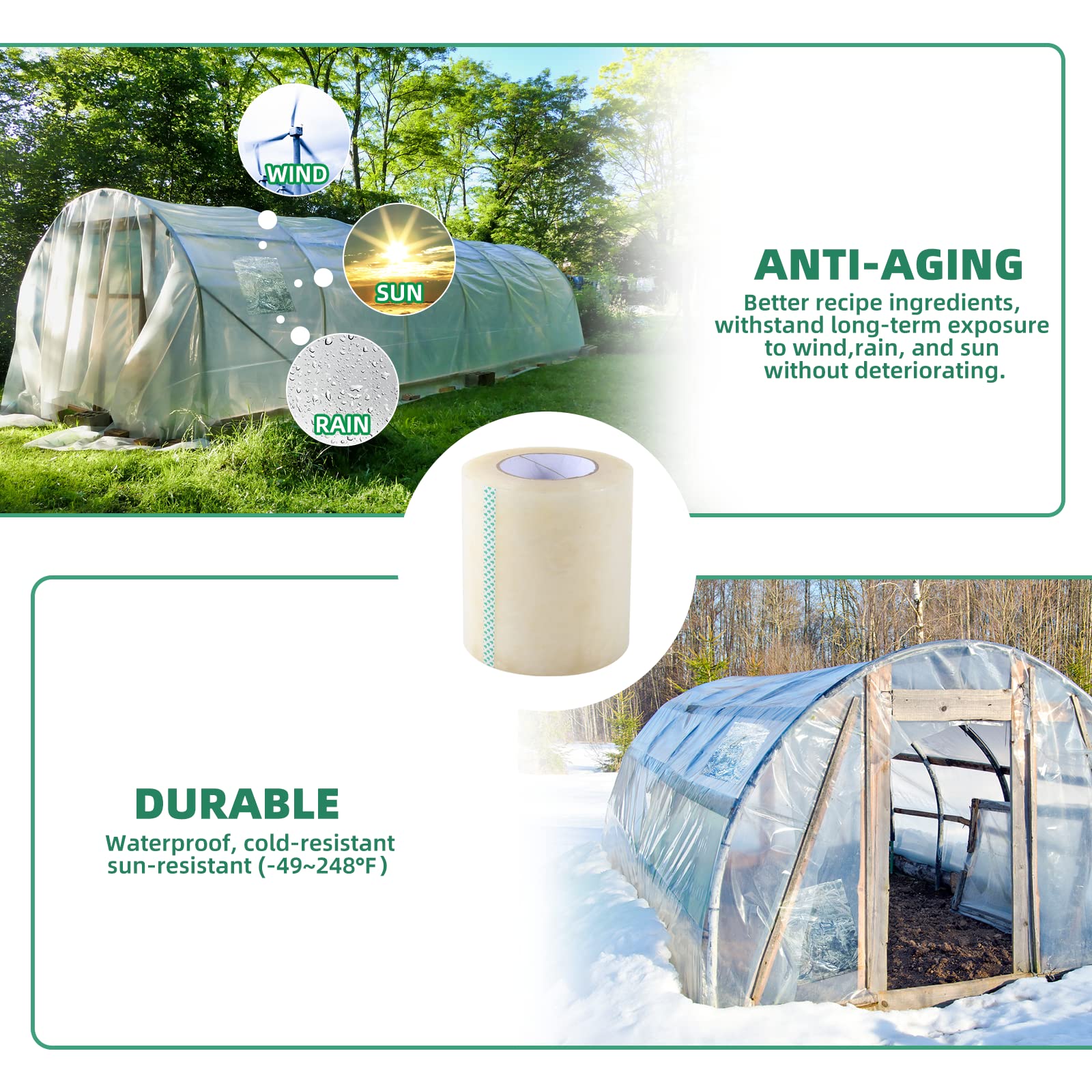 Pueatte UV-resistant greenhouse tape protects transparent coverings