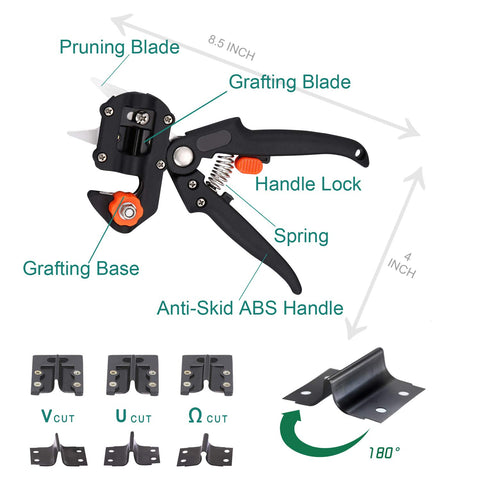 PUELDU curved grafting knife shown with ergonomic handle for comfort.