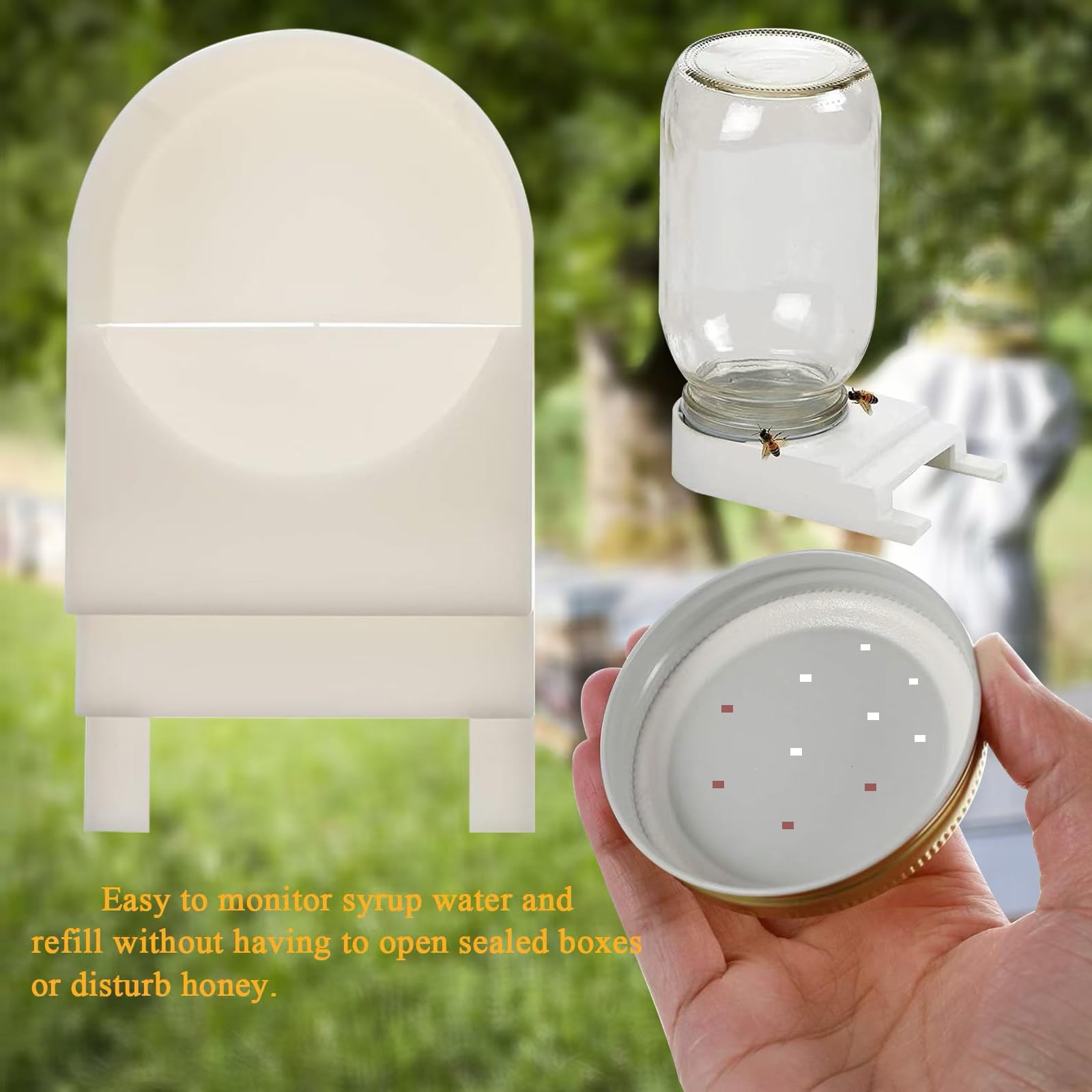 PUERDEAN bee entry feeder bottle attachment fits standard jars for quick setup.
