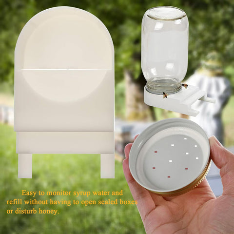 PUERDEAN bee entry feeder bottle attachment fits standard jars for quick setup.