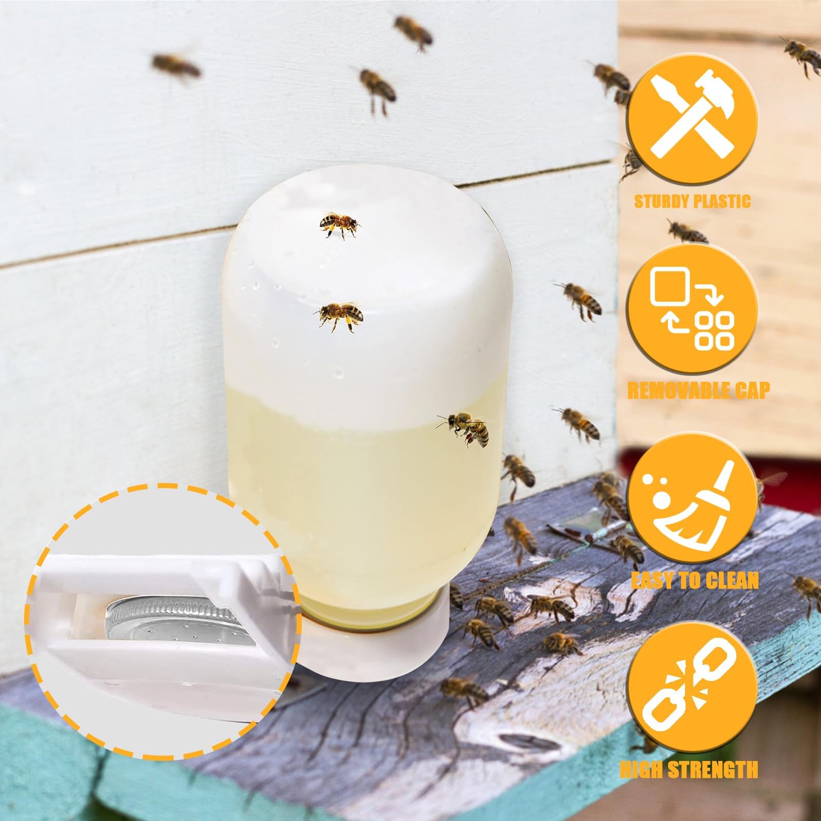 PUERDEAN bee entry feeder detachable clip simplifies cleaning after use.