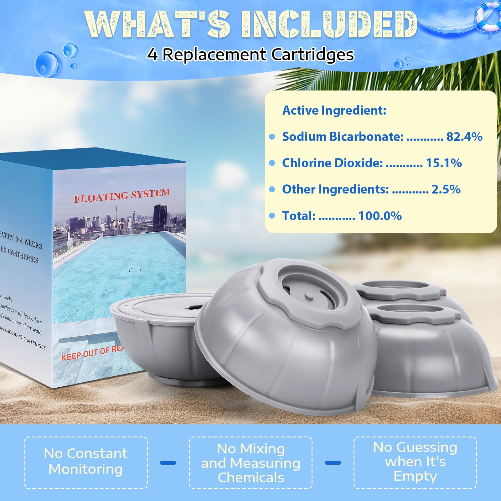 PUIBEY mineral cartridge compatible for stable mineral balance in spas.