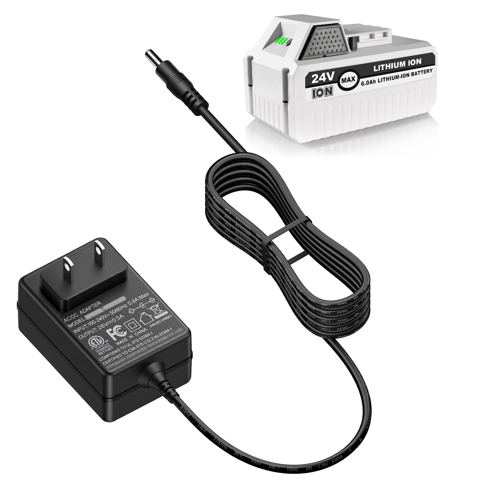 PUIMIT 24VCHRG quick charger front view compatible with Snow Joe batteries for reliable power
