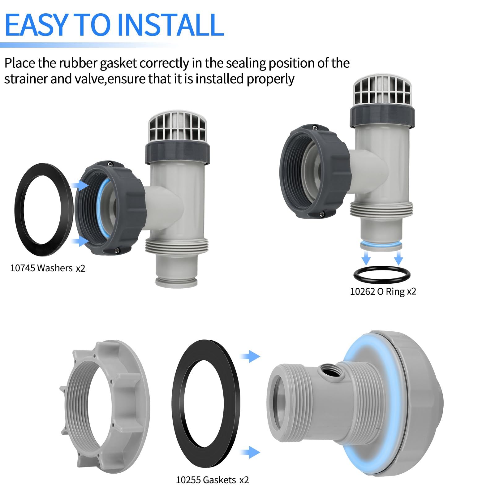 Pulems 25076RP Intex part adapter helps prevent water and air leaks