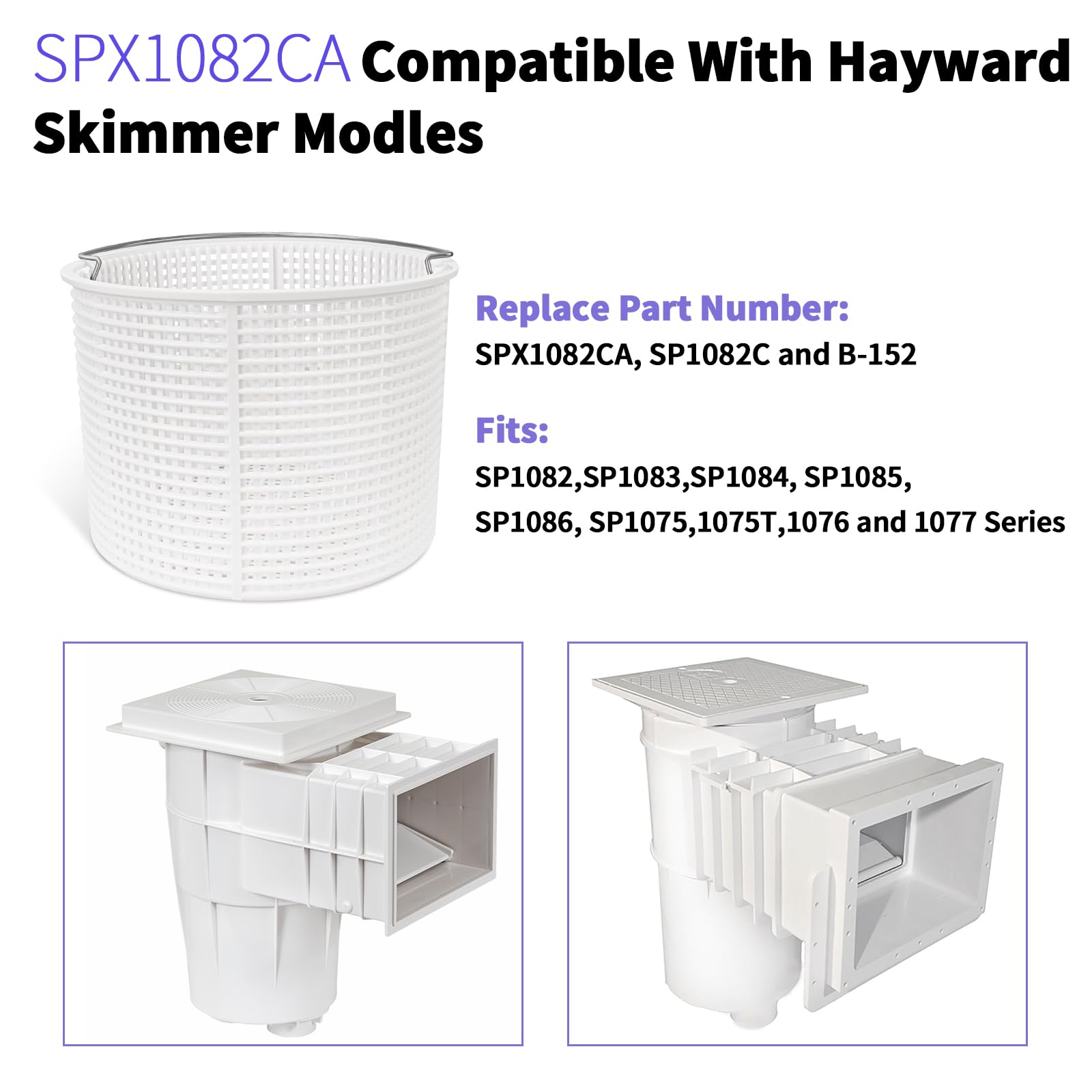 Pulems heavy-duty plastic skimmer basket designed for rugged use and reliable filtration.