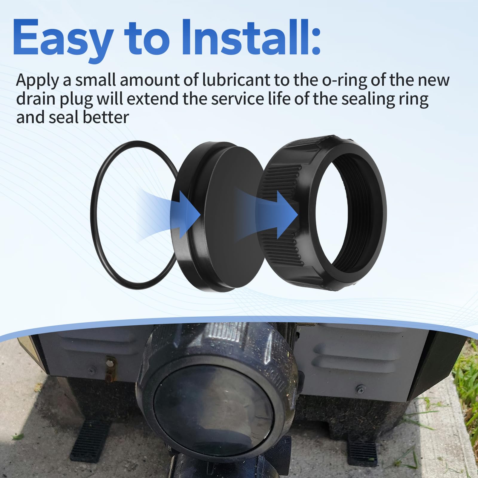 O-ring seal kit included for secure Pulems drain cap installation