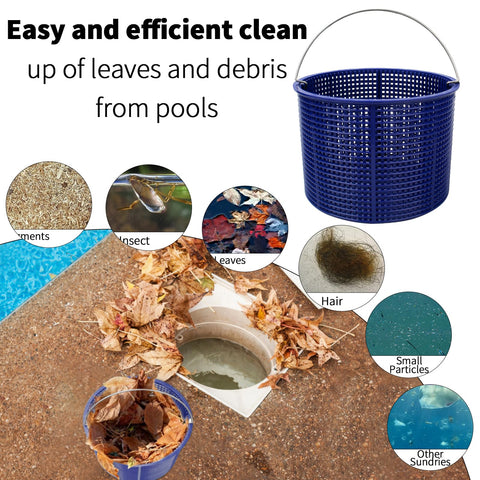 Pulems skimmer basket with stainless steel handle for easy removal