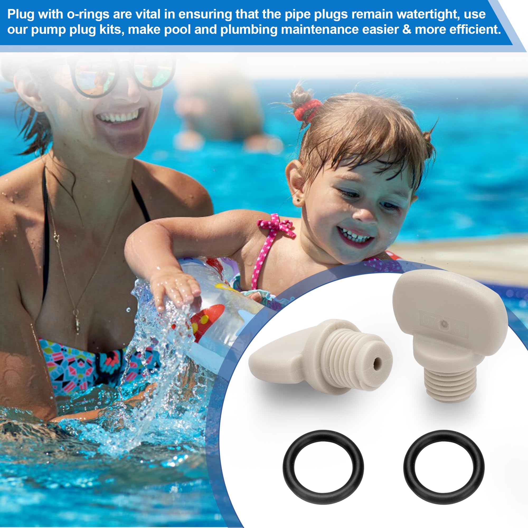 Pulems two-pack pool plug kit for replacement and maintenance
