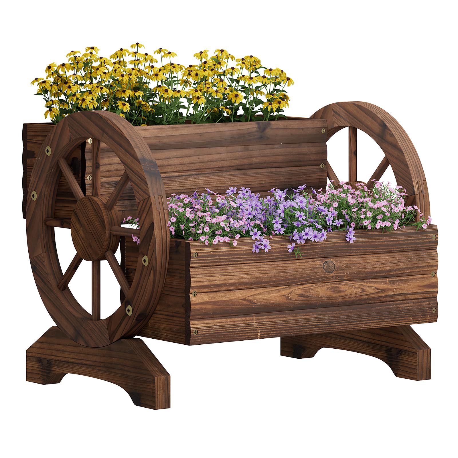 PULIJIAJU garden display showing portability of wagon planter