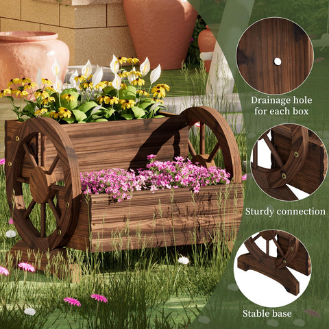 PULIJIAJU wood grain closeup on wagon planter for durable craft