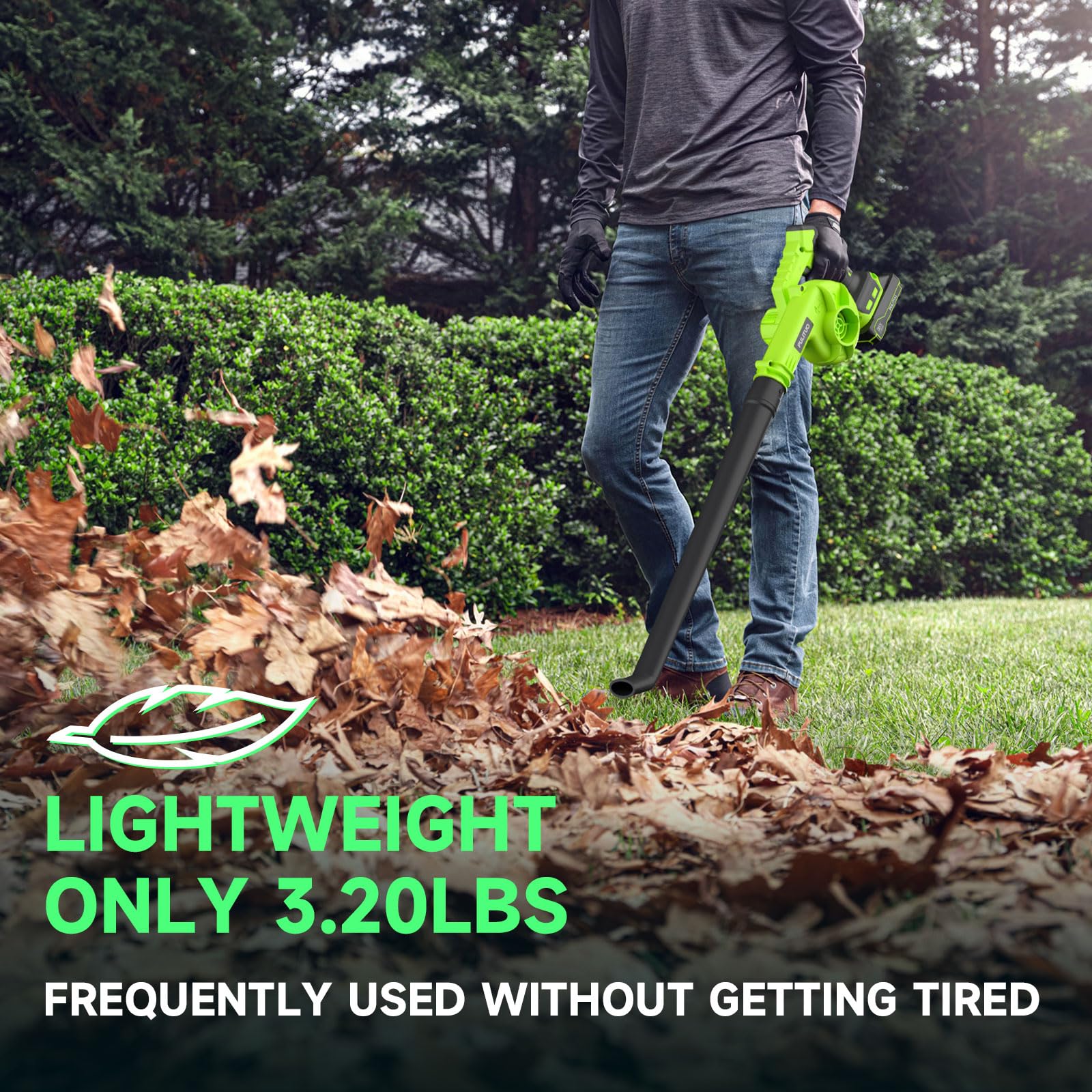 Pulituo 20V battery showcases long-lasting power and fast recharge for outdoor tasks.