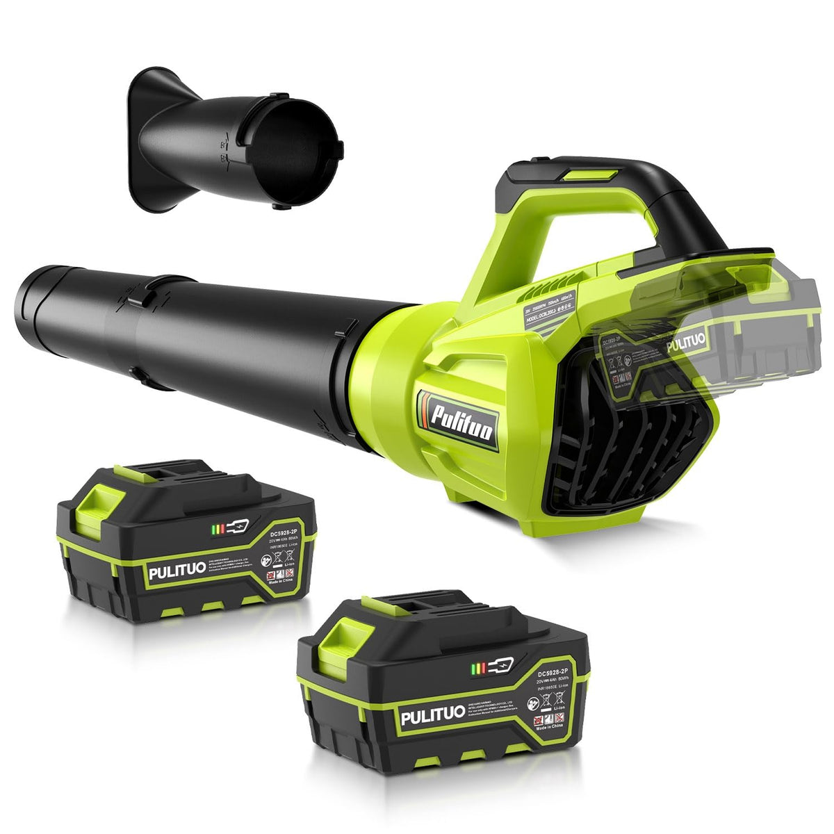 PULITUO cordless leaf blower in action with strong airflow for quick yard cleanup
