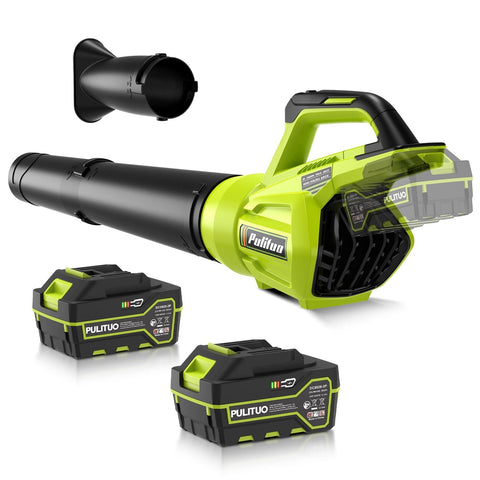 PULITUO cordless leaf blower in action with strong airflow for quick yard cleanup