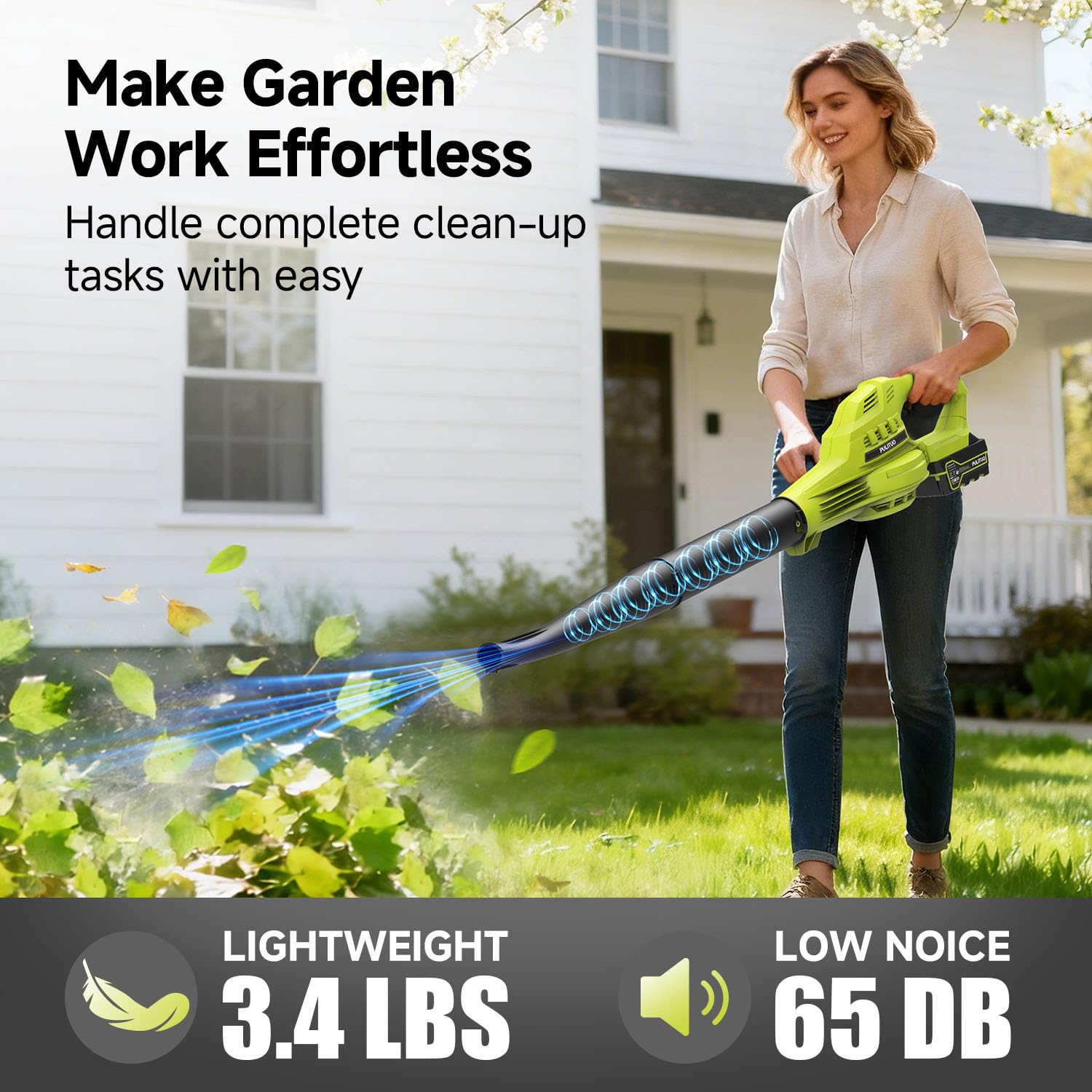 Pulituo dual 4000mAh batteries extend runtime for longer yard sessions.