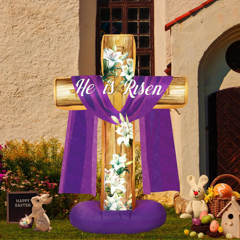 PullCrease Easter cross inflatable ground stakes ensure secure outdoor placement