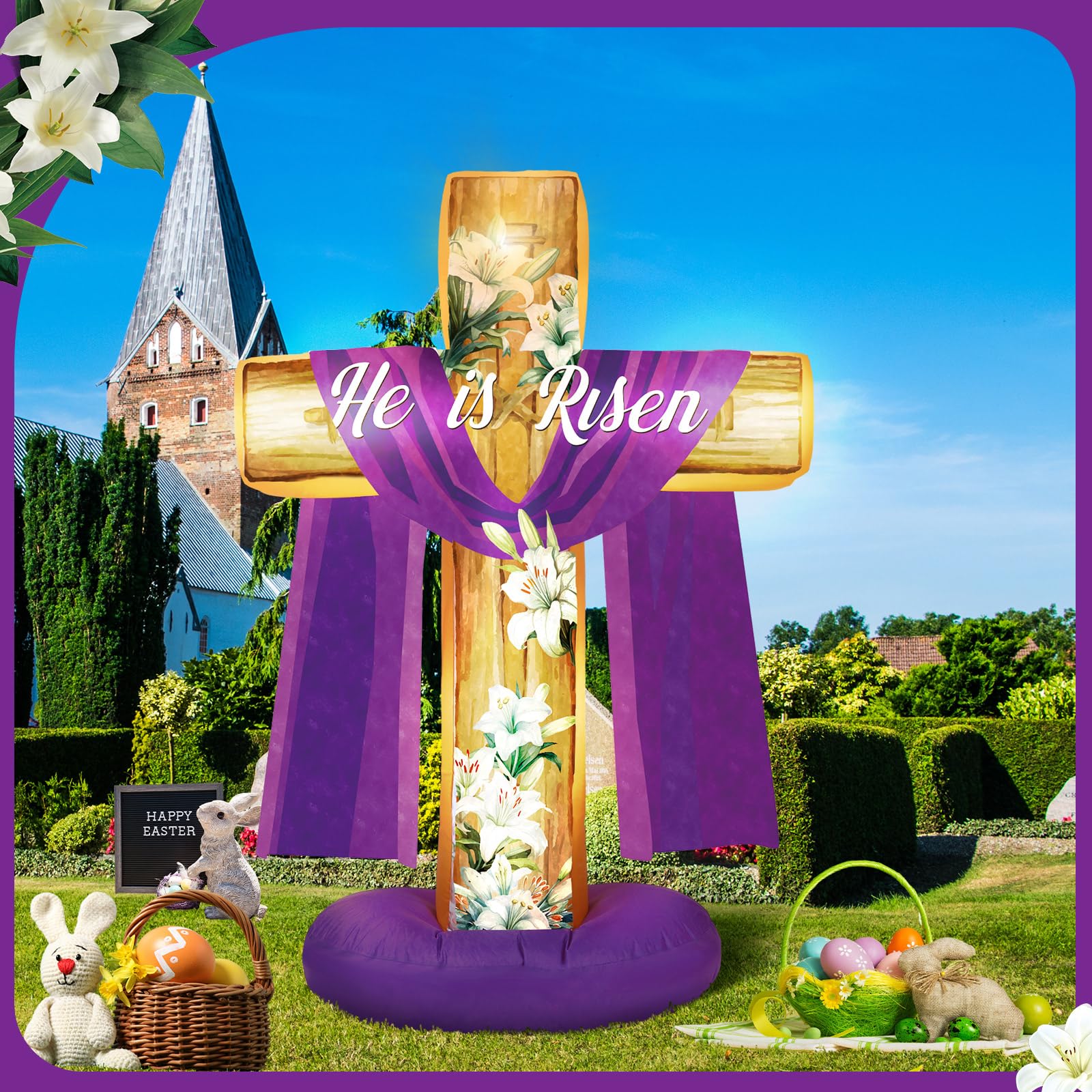 PullCrease Easter cross inflatable rear zip access for easy deflation and storage