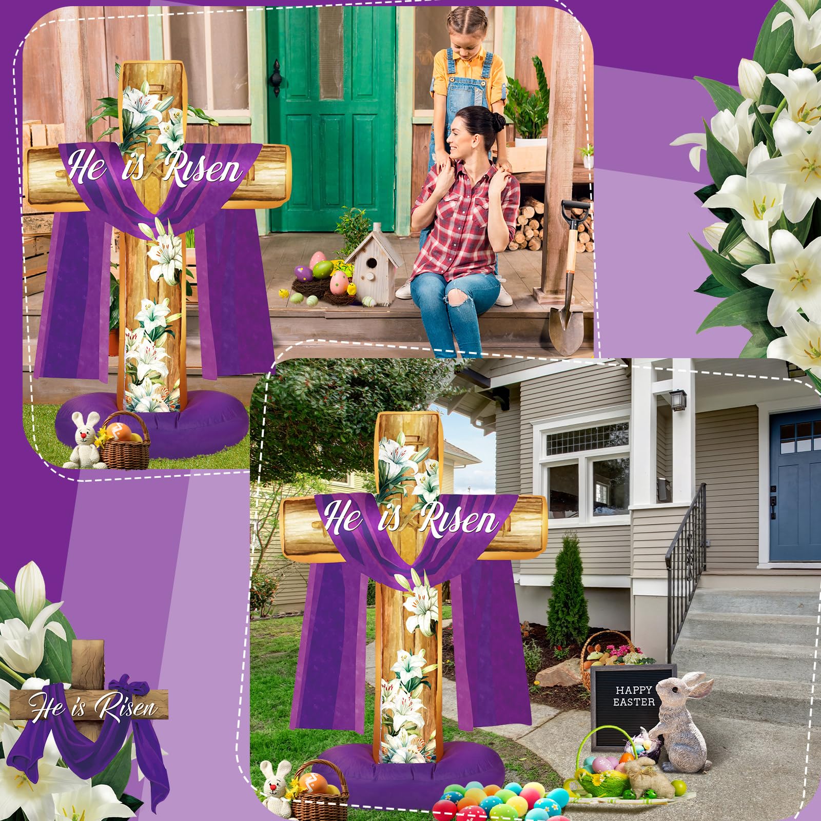 PullCrease Easter cross inflatable water bag included aids stability during installation