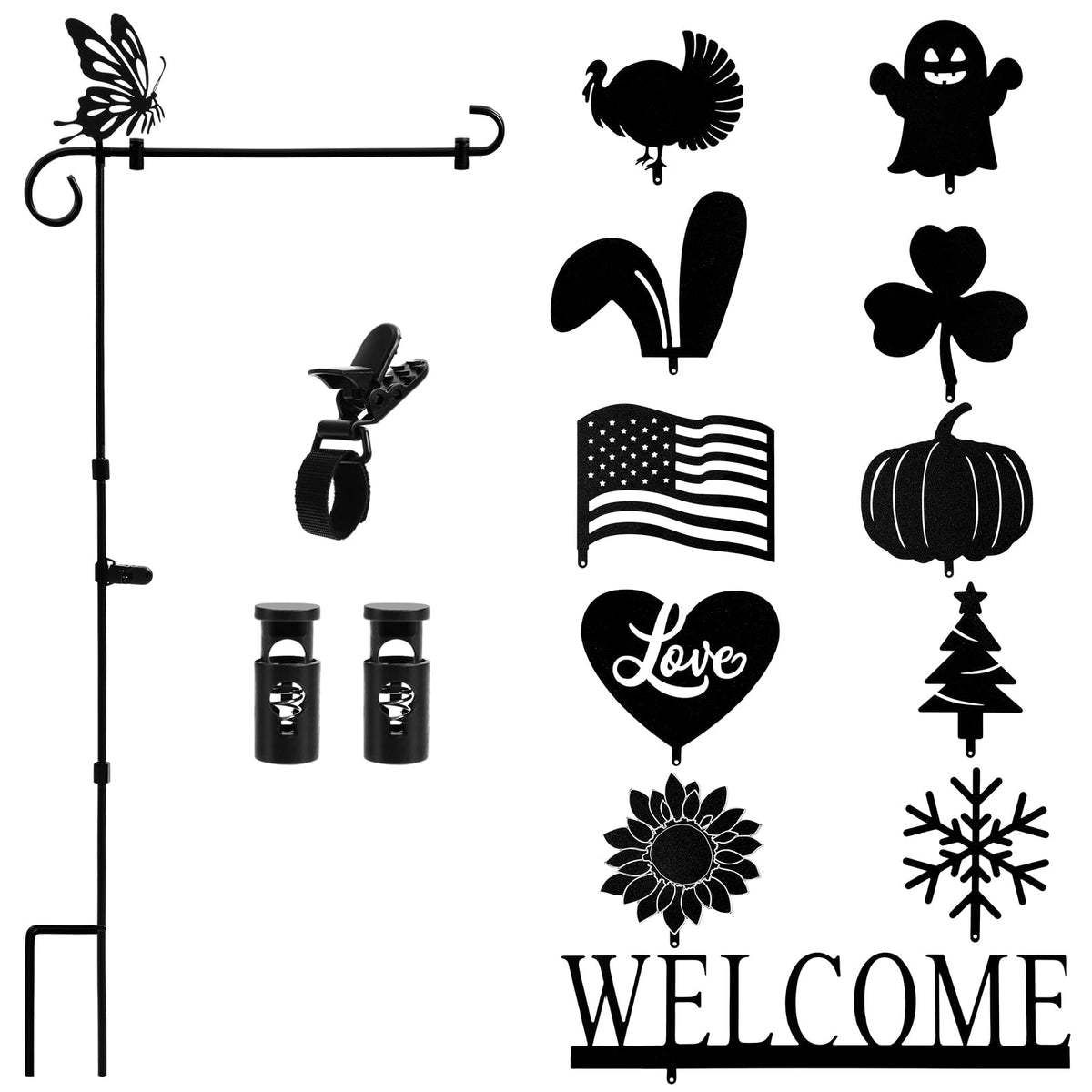 PullCrease garden flag stand with metal frame for durable outdoor display.