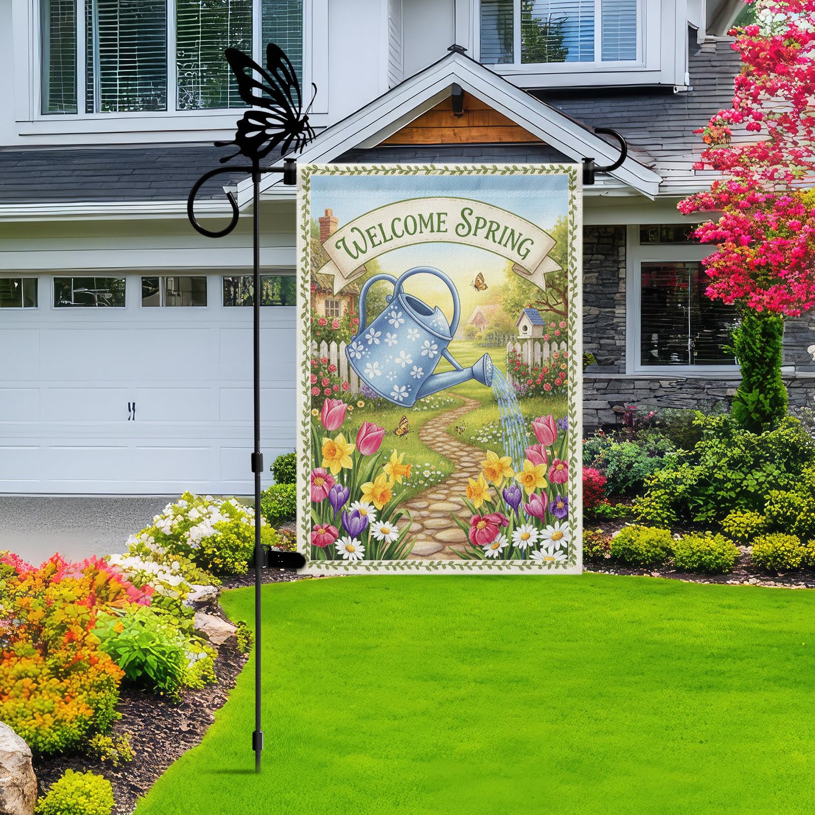PullCrease seasonal decor Christmas tree adds festive curb appeal.