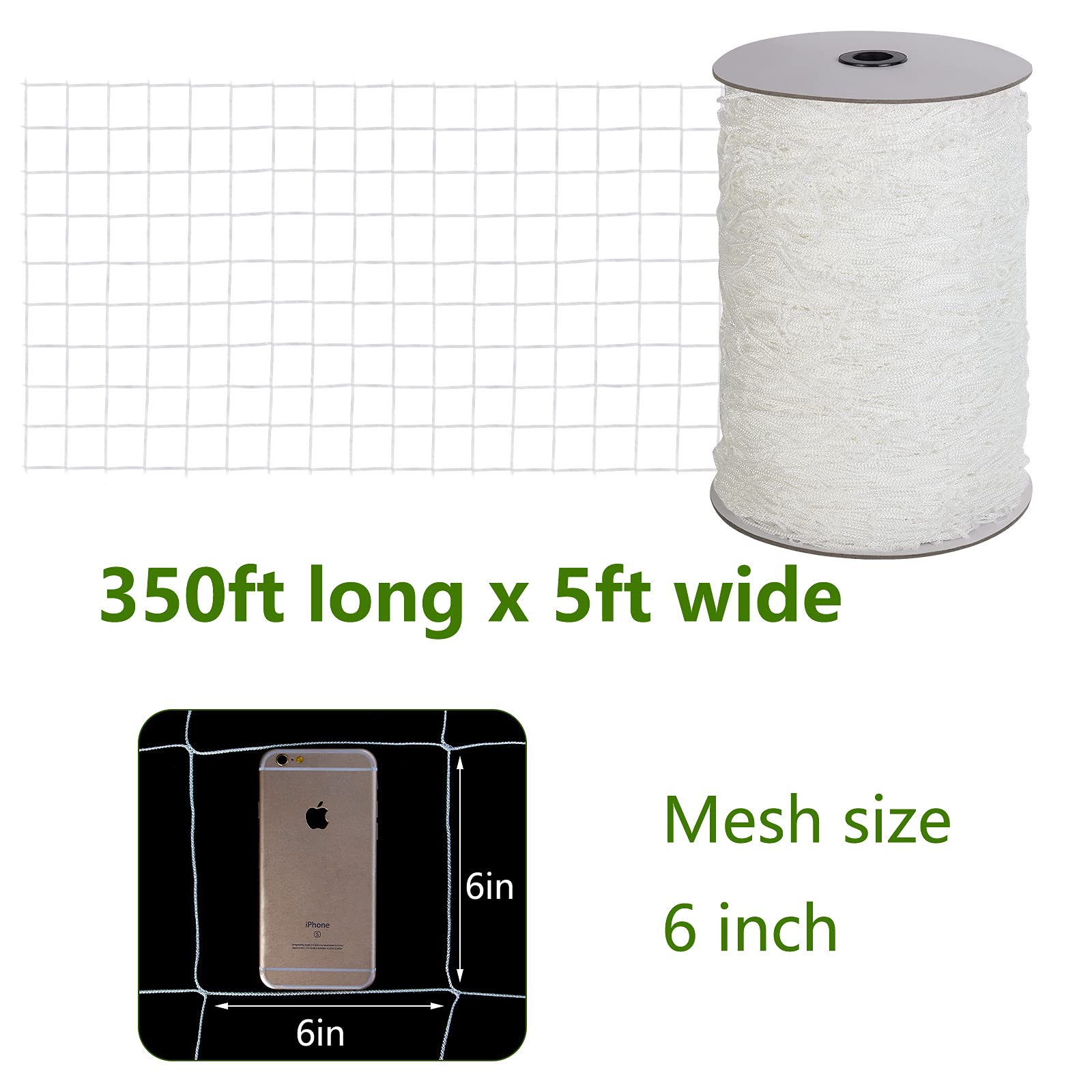 PullyBuy 5x350 ft garden netting designed for climbing crops