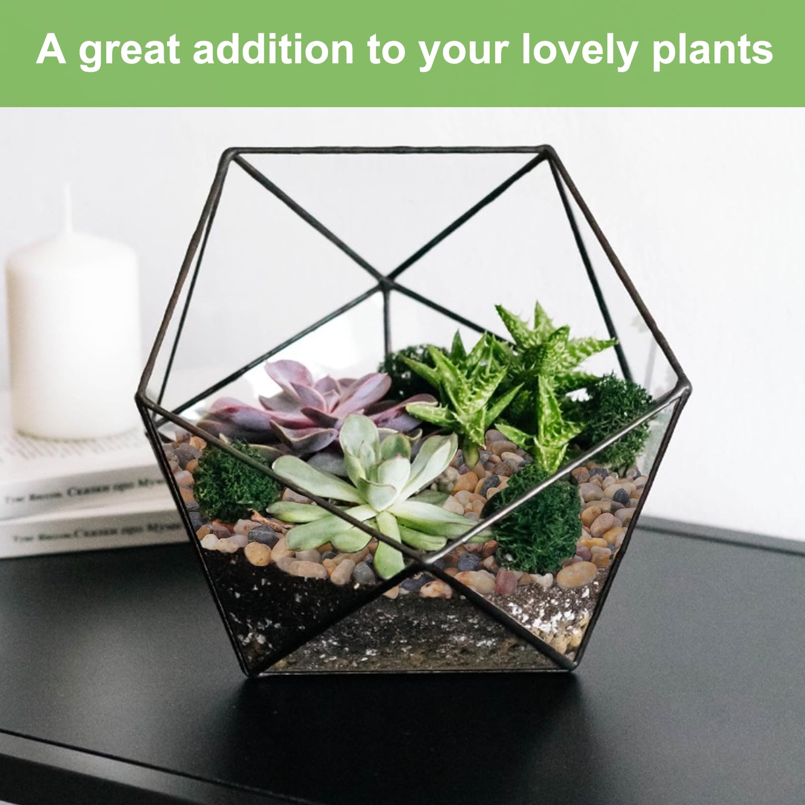 Pulovin bamboo arrangements topped with natural rocks for rustic charm