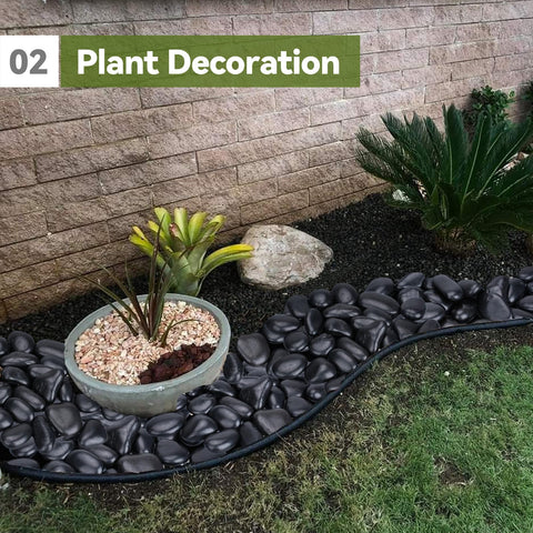 Pulovin stones for outdoor landscaping provide a refined accent for beds.