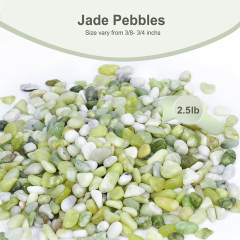Pulovin Jade Pebbles: glossy gravel used in bamboo decor.