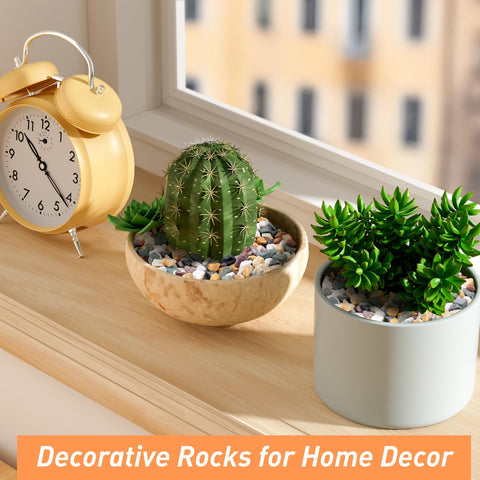 Pulovin pea gravel for bamboo arrangements provides a natural base and balance.